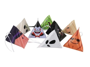 Set de ocho cajas de dulces de Halloween en forma de pirámide con dibujos de monstruos