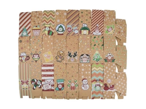 Lot de 24 boîtes cadeaux calendrier de l'Avent en papier kraft avec motifs de Noël