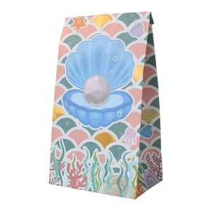 Sac en papier sirène avec coquillages et perles pour emballage alimentaire et cadeaux