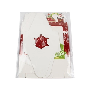 Christmas cupcake box with PVC window and Santa illustration in red festive theme