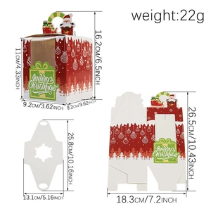 Christmas gift box with PVC window and Merry Christmas pattern for cupcakes and cookies