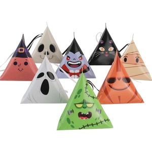 Cajas de Caramelos Pirámide de Halloween Dibujos Animados Fantasma Calabaza Bruja Papel Regalo Para Fiestas Embalaje