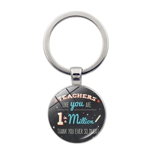 Time gem teacher appreciation keychain with inspirational quotes on silver ring
