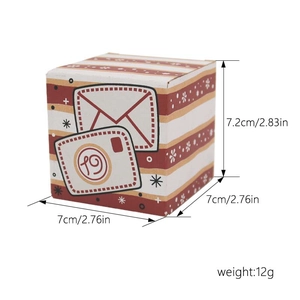 Boîte cadeau Noël en papier kraft à rayures rouges avec motif numéro de l'avent 19