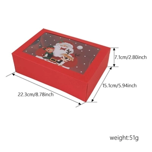 Christmas gift box with window featuring Santa Claus and reindeer illustrations