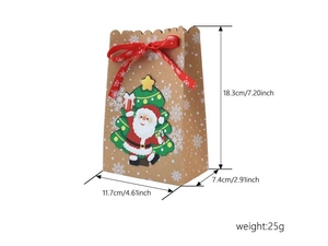 Christmas Kraft paper gift bag with Santa Claus pattern and size dimensions 18.3x11.7cm