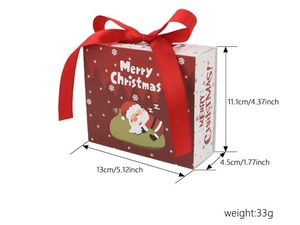 Detail showing red Christmas drawer box dimensions 13x4.5x11.1cm with Santa illustration