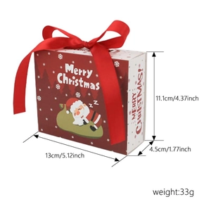 Red Christmas drawer gift box with Santa illustration and festive red satin bow