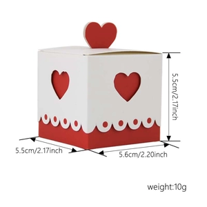 Wedding candy gift box with double heart cutout and red wave base for party favors