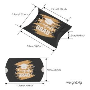 European doctoral cap pillow candy box with Congrats Grad print and size dimensions
