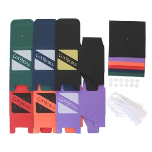 DIY graduation cap gift boxes in multiple colors with tassels for party celebrations