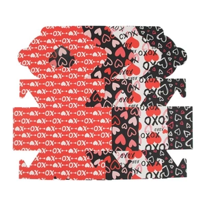 Boîtes à bonbons Saint-Valentin XOXO avec motif de cœur en rouge, noir et blanc
