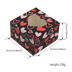 Boîte cadeau Saint-Valentin avec fenêtre cœur, dimensions de 10,3 x 10,3 x 6,5 cm