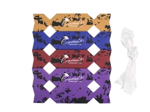 Detailed set of colorful graduation candy boxes with white ribbons and congratulatory prints