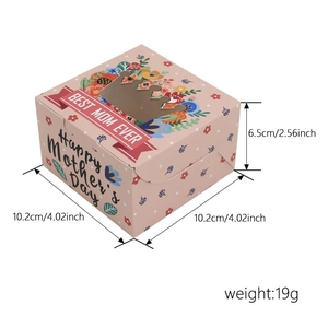 Pink Mother's Day biscuit box with Best Mom Ever window and floral patterns