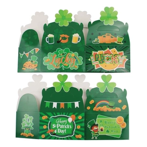 Boîtes cadeaux St Patrick avec motifs trèfles et leprechaun pour bonbons et cadeaux de fête