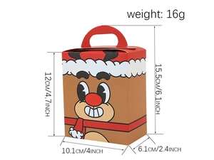 Detailed size specifications of the Christmas reindeer candy gift box with measurements