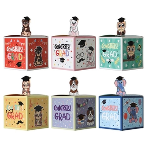 3D Cartoon Tier Abschluss Geschenkboxen Papier Süßigkeitenbox Mit Doktorhut Für Zeremonie Party Congrats Grad Box