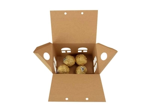 Boîte à bonbons de Noël en papier kraft avec fenêtres et quatre boules de chocolat