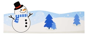Detailed Christmas snowman print on kraft paper cookie box with winter pine tree motifs