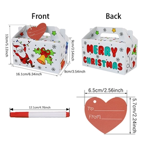 DIY Christmas coloring gift box with markers and tags, large 16x9x8.5cm size