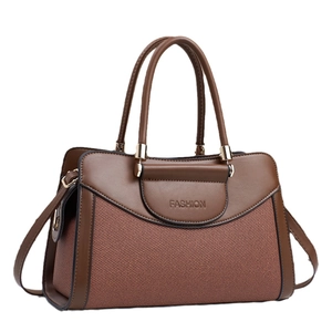 Brown patchwork pillow bag with fashion embossing and detachable shoulder strap