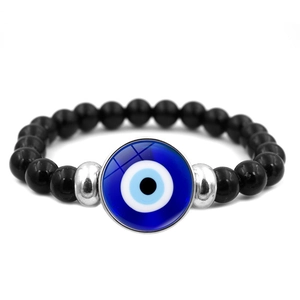 Evil Eye Perlenarmband Harz Schwarze Perlen Türkischer Nazar Schutzanhänger Glas Schmuck Mode Glücksanhänger Dehnbar