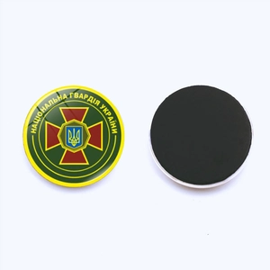Ukraine National Guard crystal glass fridge magnet with 25mm magnetic base and trident emblem