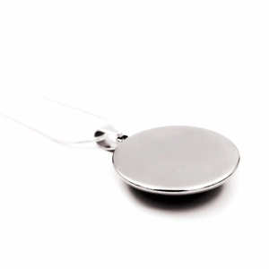 Collana con pendente a disco in vetro di Murano argento lucido e catena sottile