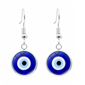 Boucles Oreilles Mauvais Oeil Turc Alliage Verre Cabochon Ethnique Bleu Bijoux Vintage Bohème Charme Pour Femmes