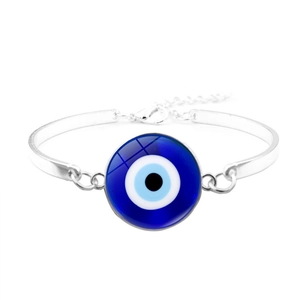 Türkisches Armband Böser Blick Blau Glas Cabochon Silber Farbe Legierung Verstellbar Für Herren Damen Boho Exotischer Schmuck Charm Armband