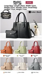 Detailansicht der Handtasche und 7 Farben Vergleich des zweiteiligen Shopper-Sets