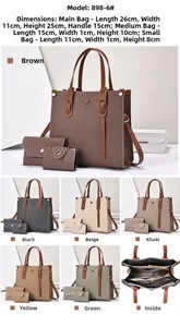 Detailed size chart for the three-piece woven tote bag set showing bag dimensions