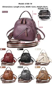Detailed size chart and multi-color selection for this stylish multi-layer crossbody bag