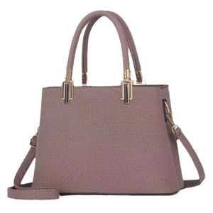 Chic woven purple multi-layer tote bag with adjustable strap and gold metal hardware