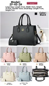 Detail view of striped tote bag dimensions and multi-layer interior storage compartments