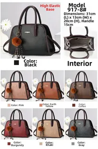 Detailed dimension chart for striped handbag showing 31x13x20cm size and 15cm handle