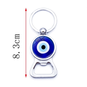 Türkischer Evil Eye Flaschenöffner Schlüsselanhänger aus Metall mit Nazar-Perle