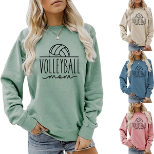 Detail of Volleyball Mom long sleeve sweatshirts in four trendy colors for women