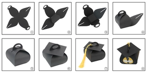 Step-by-step DIY assembly guide for black graduation cap gift box with yellow tassel