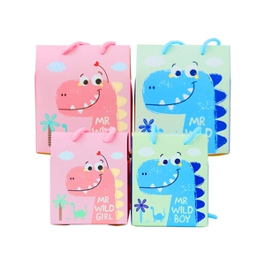 Cartoon Dinosaur Gift Bags White Cardboard Handbag Candy Box For Baby Birthday Party Favors Cute Animals Paper Packaging Bags