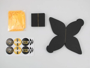 DIY graduation cap gift box kit with golden tassels and congratulatory stickers