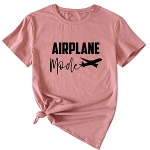 T-shirt en coton rose avec imprimé AIRPLANE Mode et détail noué élégant à l'avant