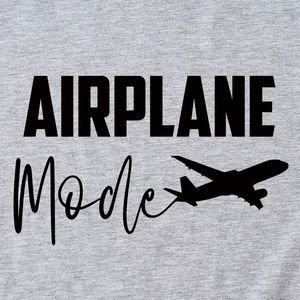 T-shirt gris chiné avec texte noir AIRPLANE Mode et graphisme de silhouette d'avion