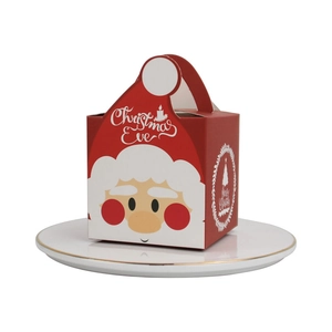 Scatola di caramelle quadrata rossa di Natale con Babbo Natale e manico portatile