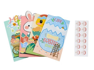 Oster-Papiertüten mit Hasen- und Kükenmotiven inklusive passender runder Verschlussaufkleber