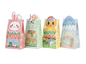 Detail von 3D-Osterpapiertüten mit Hasenohren und Kükenmotiven für Party-Süßigkeiten