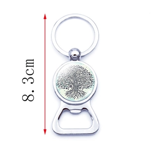 Porte-clés décapsuleur arbre de vie en acier inoxydable argenté longueur 8,3cm