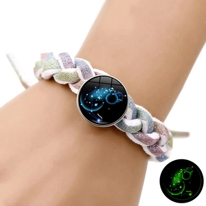 Bracelet tressé Verseau lumineux avec effet phosphorescent pour homme et femme tendance