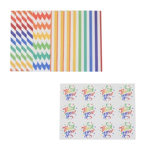 Regenboog kraftpapier zakken set met Thank You sluitstickers voor voedselverpakking
